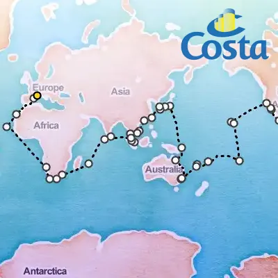 November 26th, 2026  - Round The World from Marseille Cruise on the Costa Deliziosa