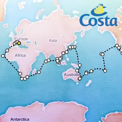 November 24th, 2026  - Round World from Civitavecchia Cruise on the Costa Deliziosa