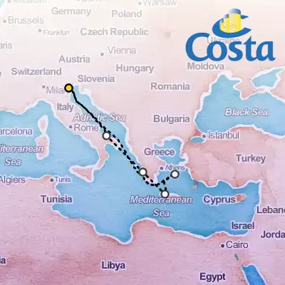 August 9th, 2025  - Eastern Mediterranean from Marghera Cruise on the Costa Deliziosa