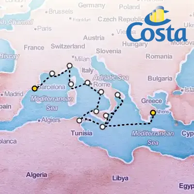 September 9th, 2026  - Western Mediterranean from Athens Cruise on the Costa Fascinosa