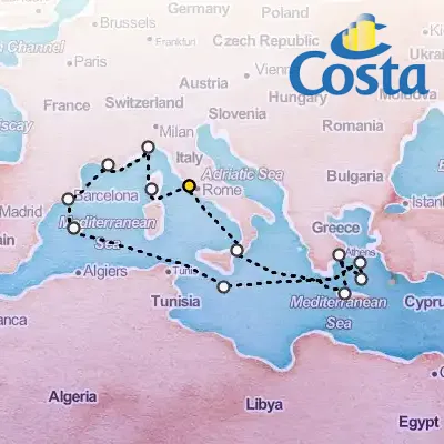 September 18th, 2026  - Western Mediterranean from Civitavecchia Cruise on the Costa Fascinosa