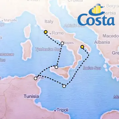 September 13th, 2026  - Western Mediterranean from Taranto Cruise on the Costa Fascinosa