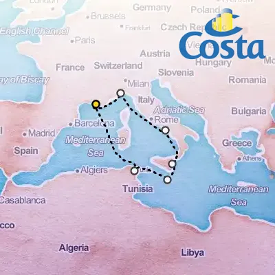 October 26th, 2025  - Western Mediterranean from Marseille Cruise on the Costa Fascinosa