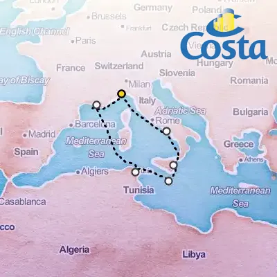 October 25th, 2025  - Western Mediterranean from Savona Cruise on the Costa Fascinosa
