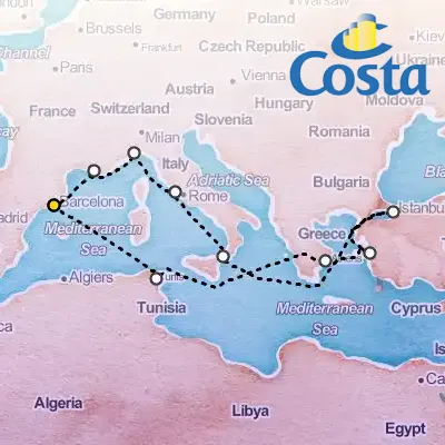 April 16th, 2026  - Western Mediterranean from Barcelona Cruise on the Costa Fortuna