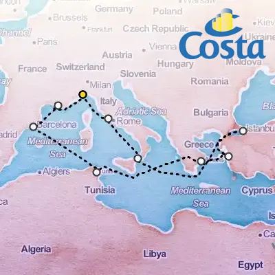 April 18th, 2026  - Western Mediterranean from Savona Cruise on the Costa Fortuna