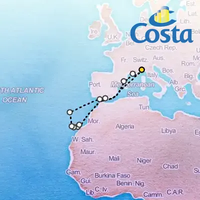 October 18th, 2025  - Western Mediterranean from Savona Cruise on the Costa Fortuna