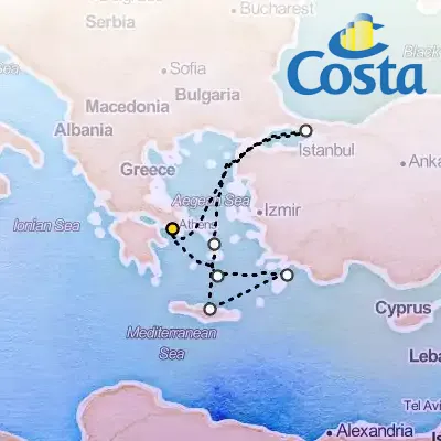 September 4th, 2026  - Eastern Mediterranean from Athens (Piraeus) Cruise on the Costa Fortuna