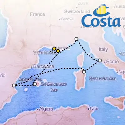 June 22nd, 2026  - Western Mediterranean from Toulon, La Seyne Sur Mer Cruise on the Costa Pacifica