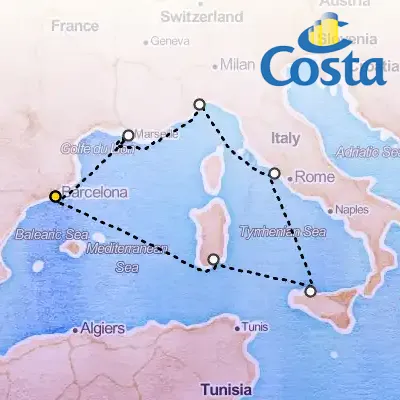 October 26th, 2026  - Western Mediterranean from Barcelona Cruise on the Costa Smeralda
