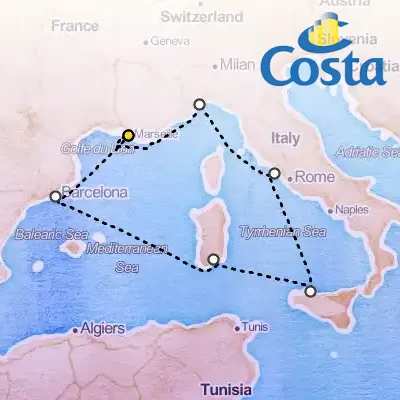 November 1st, 2026  - Western Mediterranean from Marseille Cruise on the Costa Smeralda