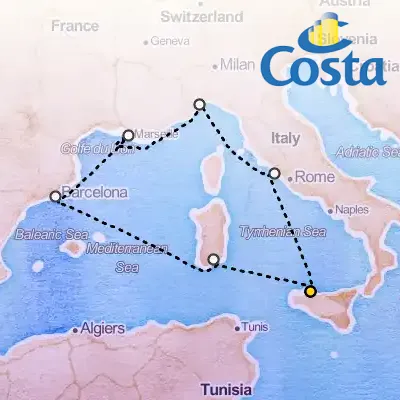 October 22nd, 2026 - Cruise from Palermo on the Costa Smeralda
