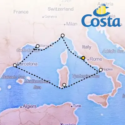 November 13th, 2025  - Western Mediterranean from Civitavecchia Cruise on the Costa Smeralda