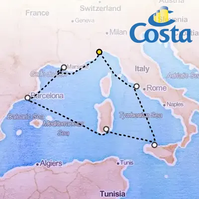 October 24th, 2026  - Western Mediterranean from Savona Cruise on the Costa Smeralda