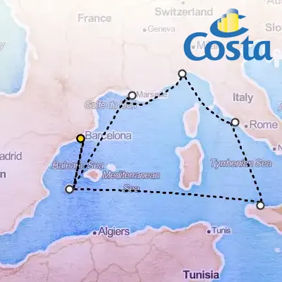 June 8th, 2026  - Western Mediterranean from Barcelona Cruise on the Costa Smeralda