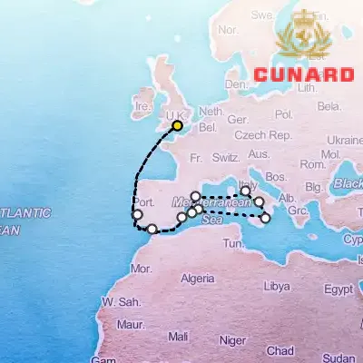 May 9th, 2027  - Italy, Spain & Portugal Cruise on the Cunard Queen Anne