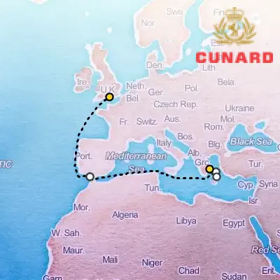 September 20th, 2026  - Spain & Greek Islands Cruise on the Cunard Queen Anne