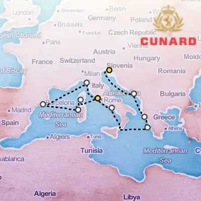 July 16th, 2027  - Mediterranean, Greece & Croatia Cruise on the Cunard Queen Elizabeth