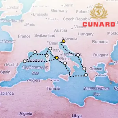 June 25th, 2027  - Mediterranean, Croatia & Greece Cruise on the Cunard Queen Elizabeth