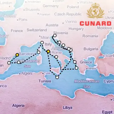 June 11th, 2027  - Italy, Spain, Greece & Adriatic Cruise on the Cunard Queen Elizabeth