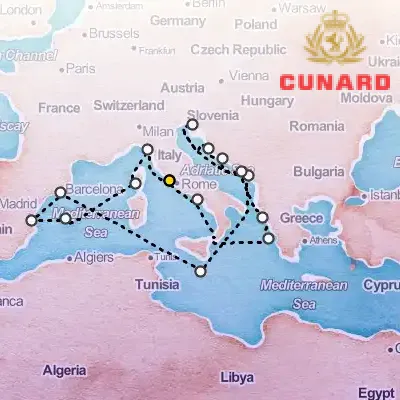 September 3rd, 2027  - Mediterranean & Adriatic & Greece Cruise on the Cunard Queen Elizabeth