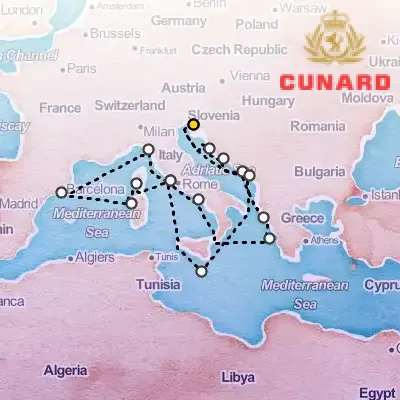July 16th, 2027  - Mediterranean & Adriatic & Greece Cruise on the Cunard Queen Elizabeth