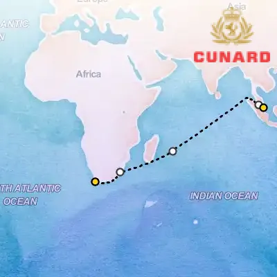 March 28th, 2026  - Singapore to Cape Town Cruise on the Cunard Queen Mary 2