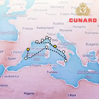 September 7th, 2026  - Italy, France & Spain Cruise on the Cunard Queen Victoria