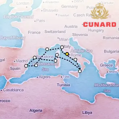 September 1st, 2025  - Italy, France & Spain Cruise on the Cunard Queen Victoria
