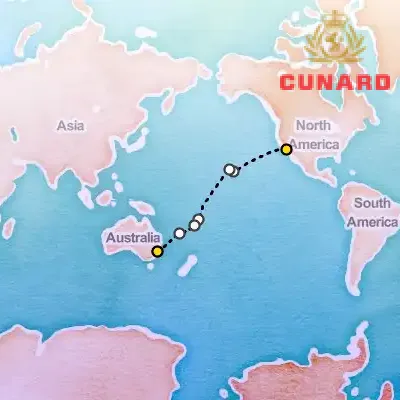 February 5th, 2027  - Los Angeles to Sydney Cruise on the Cunard Queen Victoria