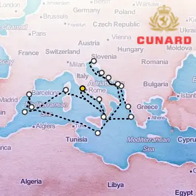 August 24th, 2026  - Italy, France, Spain & Adriatic Cruise on the Cunard Queen Victoria