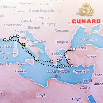 September 14th, 2026  - Istanbul & Greek Islands & Mediterranean Cruise on the Cunard Queen Victoria