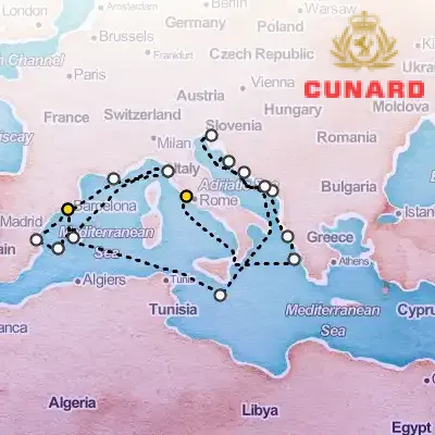 June 1st, 2026  - Italy, Spain & Adriatic Cruise on the Cunard Queen Victoria