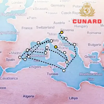June 8th, 2026  - Adriatic & Western Mediterranean Cruise on the Cunard Queen Victoria