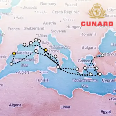 September 7th, 2026  - Istanbul & Greek Islands & Mediterranean Cruise on the Cunard Queen Victoria