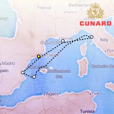 May 18th, 2026  - Italy, France & Spain Cruise on the Cunard Queen Victoria