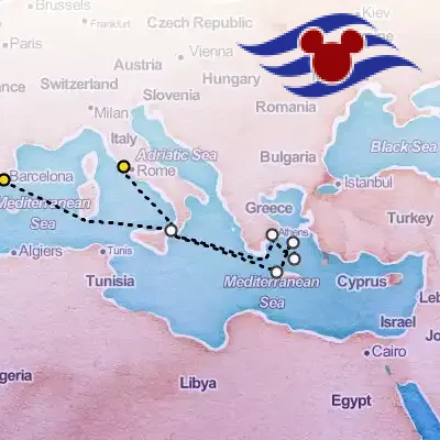 May 30th, 2026 - Barcelona to Rome Cruise on the Disney Disney Dream