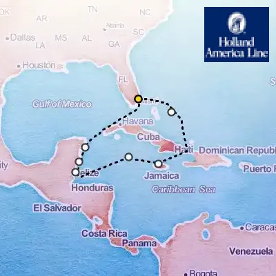 February 25th, 2026  - Western Caribbean Cruise: Greater Antilles, Belize & Mexico on the Holland America Koningsdam