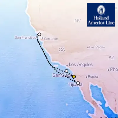 November 1st, 2025  - Classic California Coast Cruise on the Holland America Nieuw Amsterdam