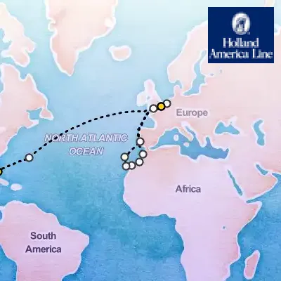 April 4th, 2027  - Canary Island Crossing with Morocco & Madeira Cruise on the Holland America Nieuw Statendam