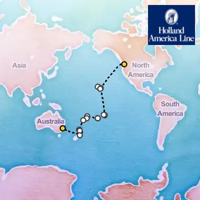 October 11th, 2026  - Legendary South Pacific Crossing, Seattle to Sydney on the Holland America Noordam