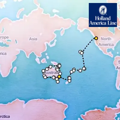 October 11th, 2026  - South Pacific Crossing & Australia Circumnavigation on the Holland America Noordam