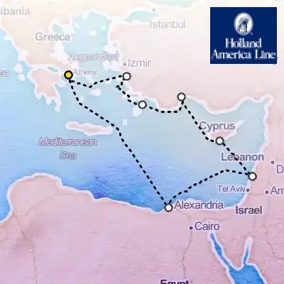 October 12th, 2027  - Egypt & the Holy Land: Cairo & Rhodes Cruise on the Holland America Oosterdam