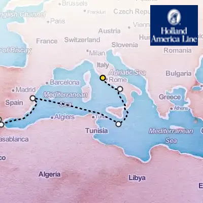 June 3rd, 2026  - Western Mediterranean: Spain, Malta & Italy Cruise on the Holland America Oosterdam