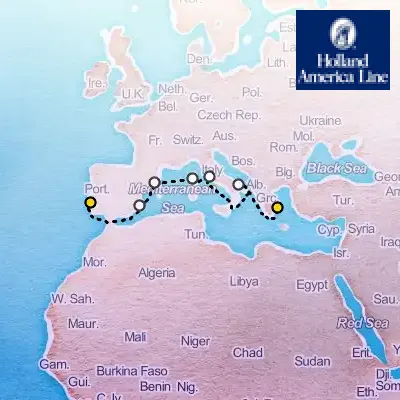 August 9th, 2026  - Mediterranean Solar Eclipse, with Barcelona Overnight Cruise on the Holland America Oosterdam