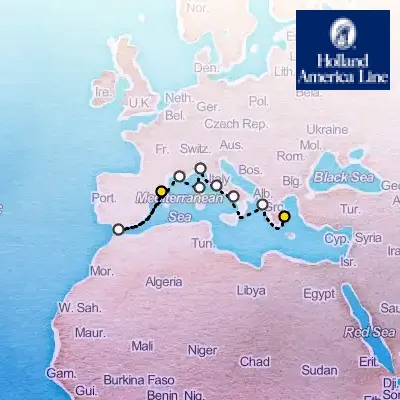 August 22nd, 2026  - Greece & Italy & French Riviera Collectors' Voyage on the Holland America Oosterdam
