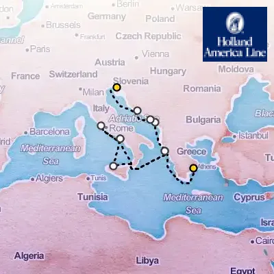 September 4th, 2027  - Adriatic Splendor Cruise: Amalfi Coast with History Channel on the Holland America Oosterdam