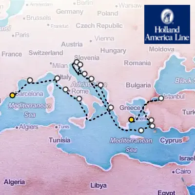 September 12th, 2026  - Mediterranean Explorer Collectors' Voyage on the Holland America Oosterdam