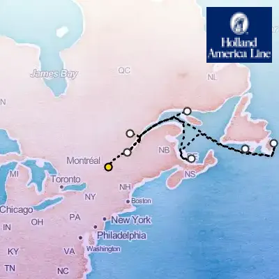 September 1st, 2026  - Canada & New England Circle: Newfoundland & Montreal on the Holland America Volendam