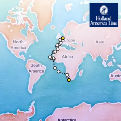 March 22nd, 2027  - Grand World Voyage on the Holland America Volendam